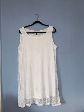 Nina Leonard White Slip of a Dress